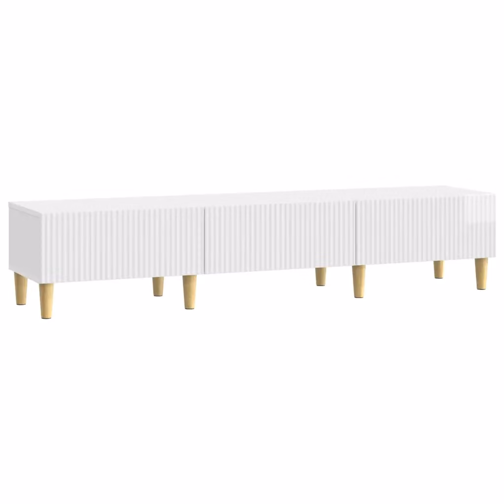 Mobile TV moderno bianco lucido con vani porta media in legno ingegnerizzato L: 147 cm, P: 34,5 cm, H: 30 cm – 2