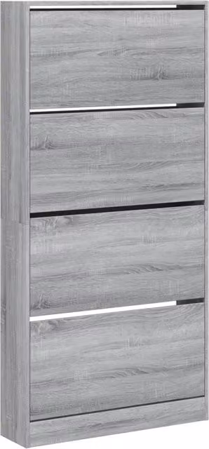 Scarpiera moderna a parete con 4 cassetti a ribalta per ingresso o soggiorno, colore grigio opaco, L: 80 cm, H: 163,5 cm, P: 21 cm