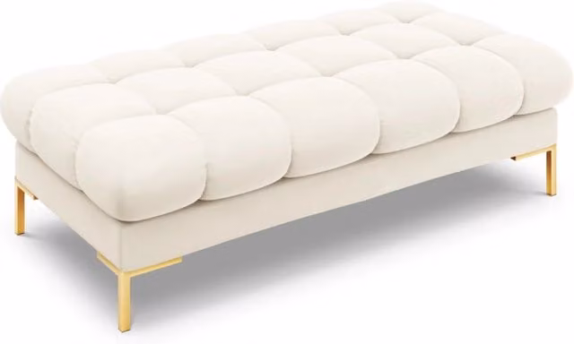 Cosmopolitan Design - Panca "Bali" 2 posti in velluto beige chiaro