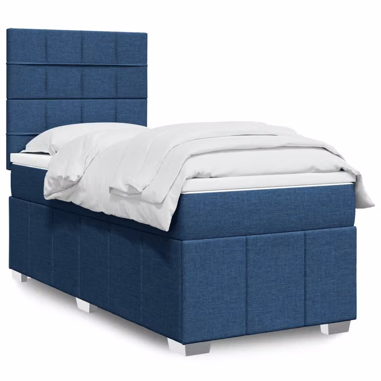 Letto Ibrido vidaXL con Materasso a Molle Insacchettate Blu e Bianco, L 100 x P 200 cm