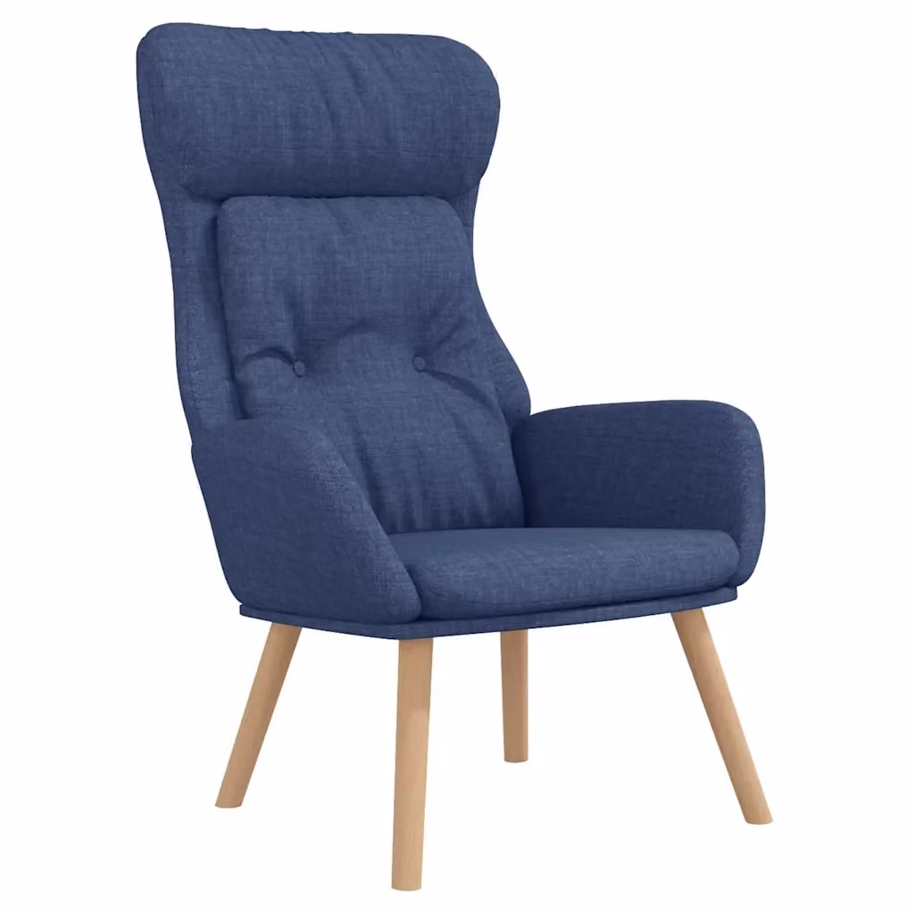 Divano Sedia-Poltrona Rilassante Blu in Tessuto con Braccioli e Struttura in Metallo e Legno – 2