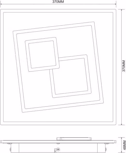 Plafoniera LED quadrata DUNK nera 36W, tonalità di bianco, 2300 lm, metallo, dimensioni: 4,8 x 37 x 37 cm, IP20, Zuma Line