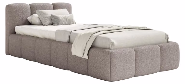 Selsey Cloudy Low – Letto imbottito 90x200 cm, bouclé grigio chiaro