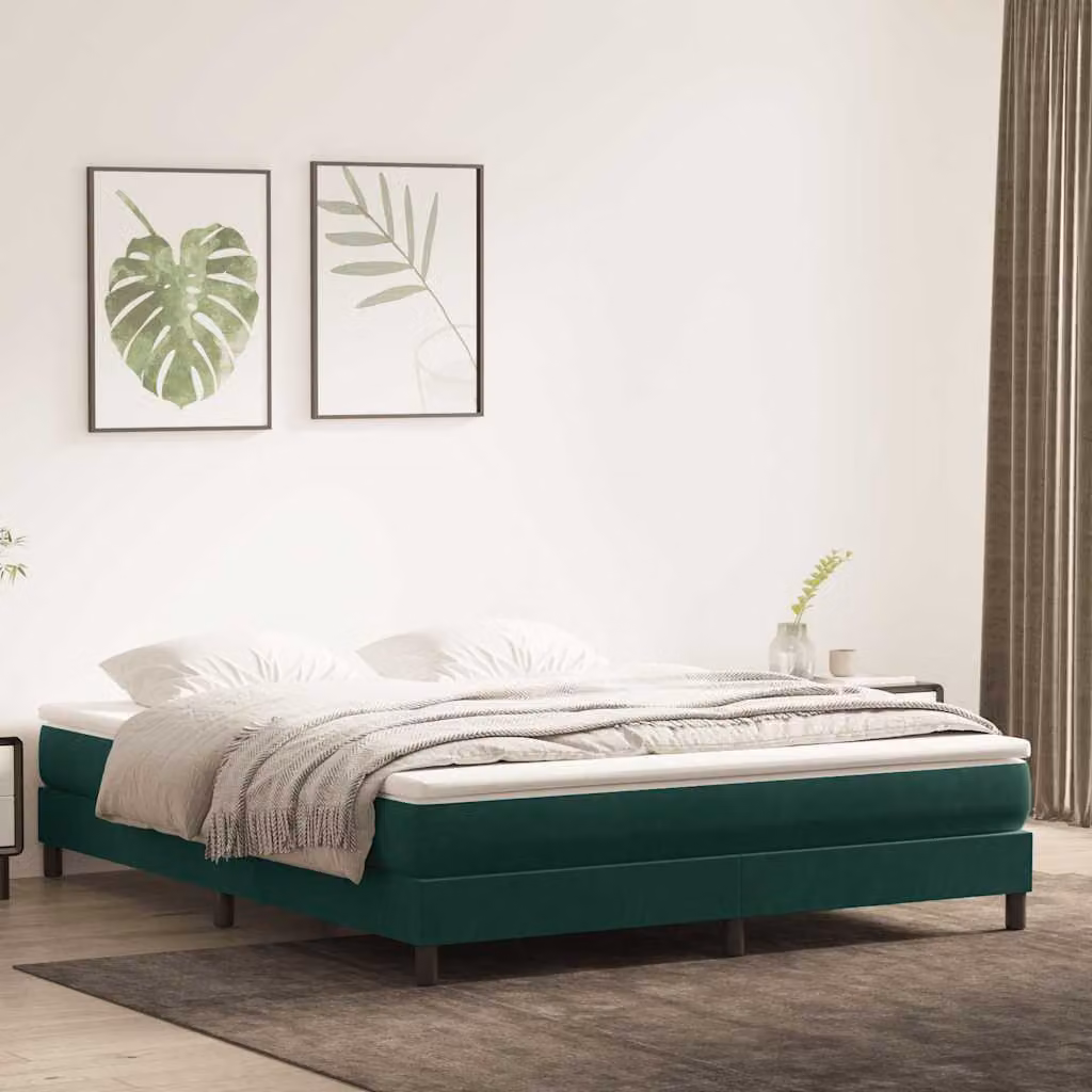 Letto a molle vidaXL in velluto verde, L: 200 cm, P: 220 cm