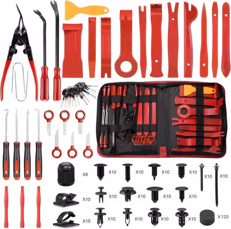 Set di strumenti per la rimozione dell'auto 330 pezzi Strumento per la rimozione del rivestimento interno dell'auto Rosso