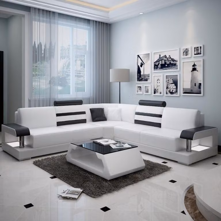 Designer Sofa Couch Ecksofa Leder Polster Garnitur Wohnlandschaft L-Form