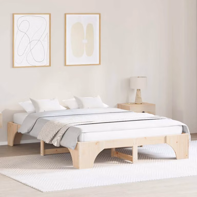 Struttura del letto moderna vidaXL in pino massello naturale L/P/H: 200 x 140 x 30 cm