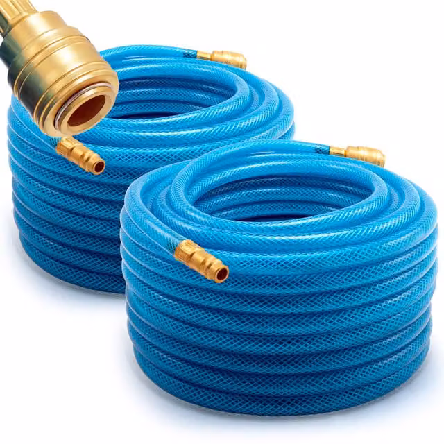 Set di 2 tubi per aria compressa Deuba da 20 m con attacco rapido, colore blu – 1