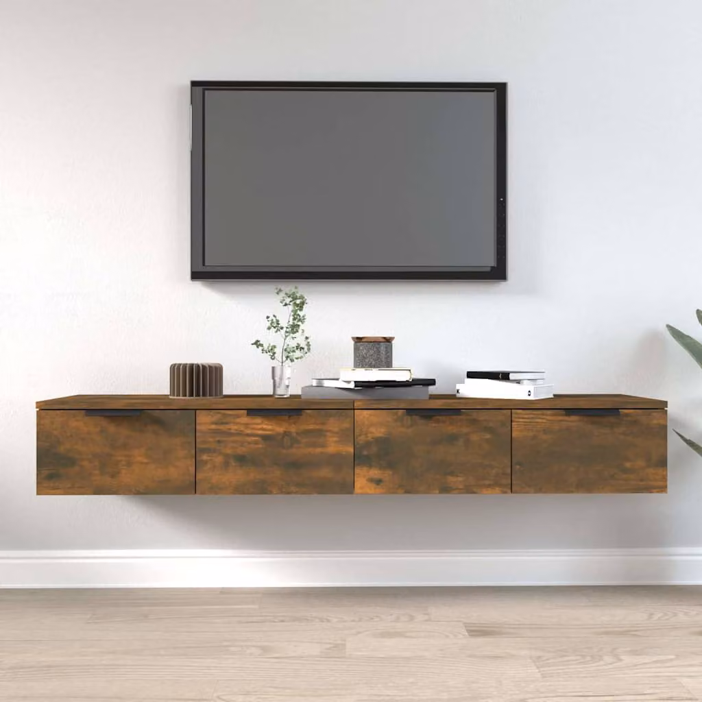 Set di 2 pensili da parete vidaXL in legno Rovere Fumo, L 68 cm x P 30 cm x H 20 cm