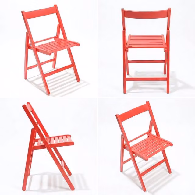 Set di 4 sedie pieghevoli Liberty Idroweb in legno e metallo, colore rosso laccato