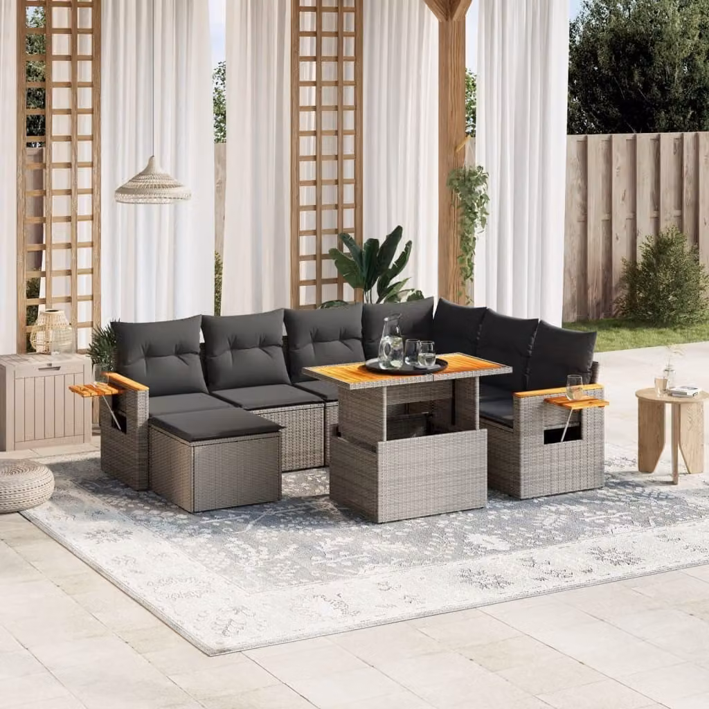 Maison Exclusive - Set Divano da Giardino 8 pz con Cuscini Grigio in Polyrattan