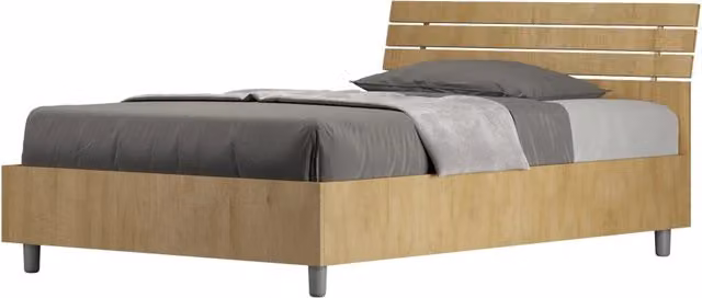 Letto 1 Piazza e Mezzo 120x200 cm con Rete Testata Doghe Inclinata Ankel Quercia Natura