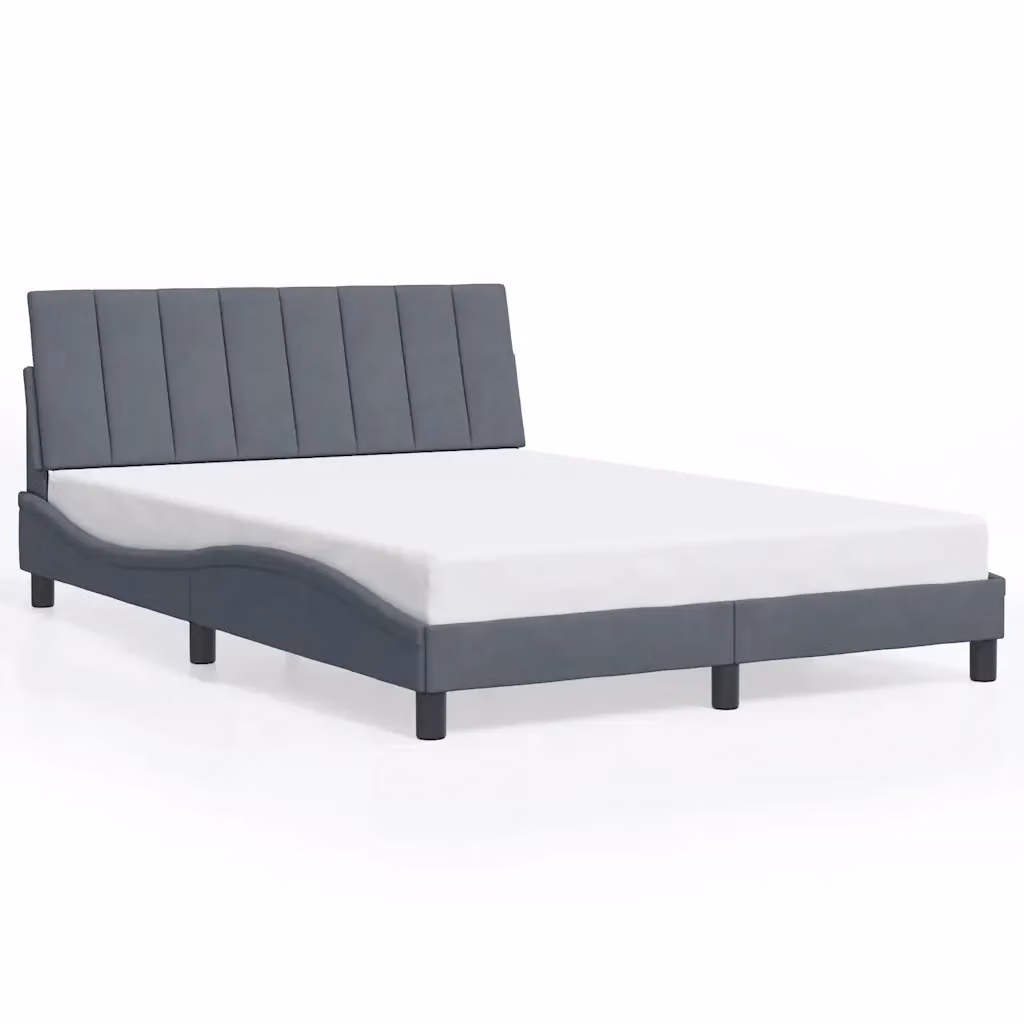 Struttura Letto Hanko Design Mania in Velluto Grigio Scuro L/P/H: 140 x 190 cm – 2