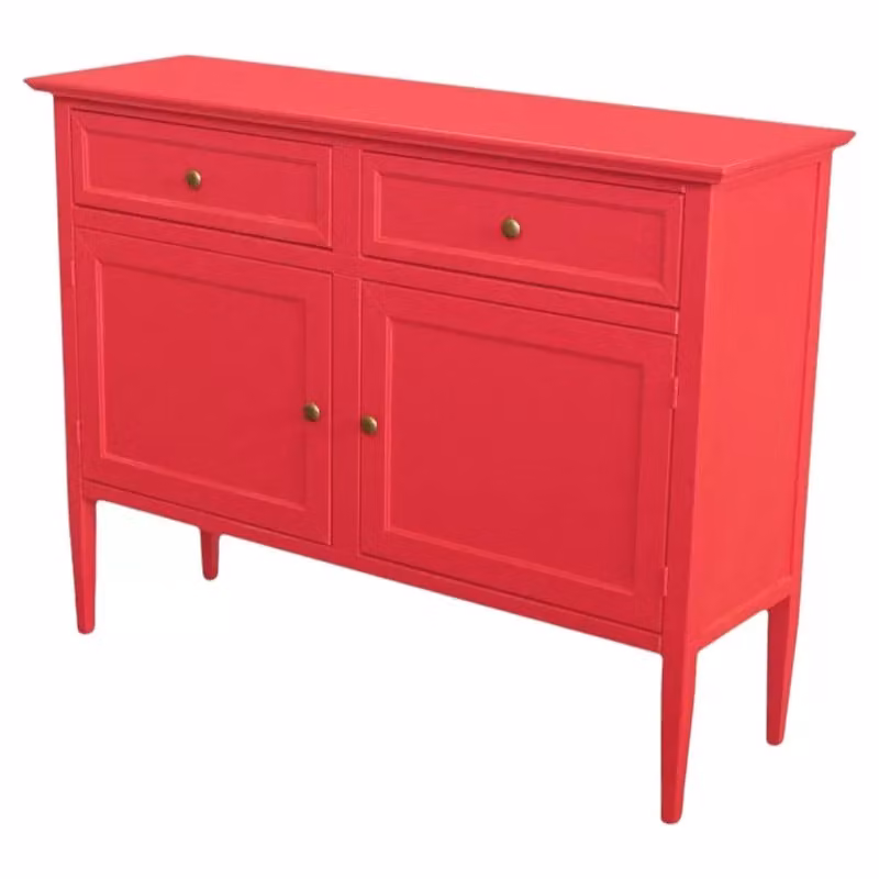 Madia credenza shabby chic in legno di pioppo con 2 porte e 2 cassetti rosso lampone Mobili 2G L: 110 cm, P: 35 cm, H: 83 cm