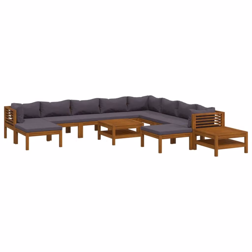 Set Divani da Giardino 12 pz con Cuscini in Massello di Acacia