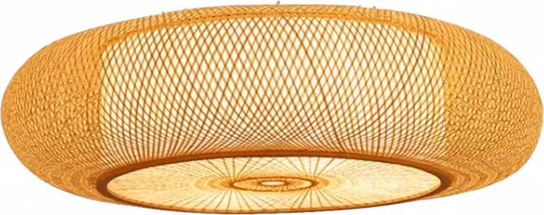 Lampada a sospensione, Design in legno e bambù, Compatibile con i LED, Lampada a sospensione da 50 cm, Senza lampadina