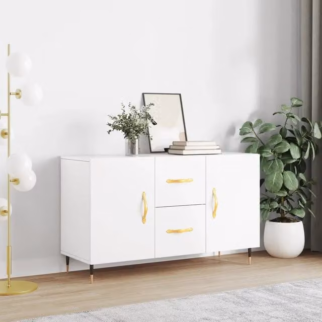 Credenza moderna bianca vidaXL in legno e metallo L: 100 cm, P: 36 cm, H: 60 cm