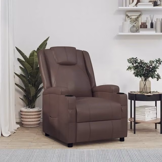 Divano Sedia-Poltrona Reclinabile Marrone in Similpelle 591616