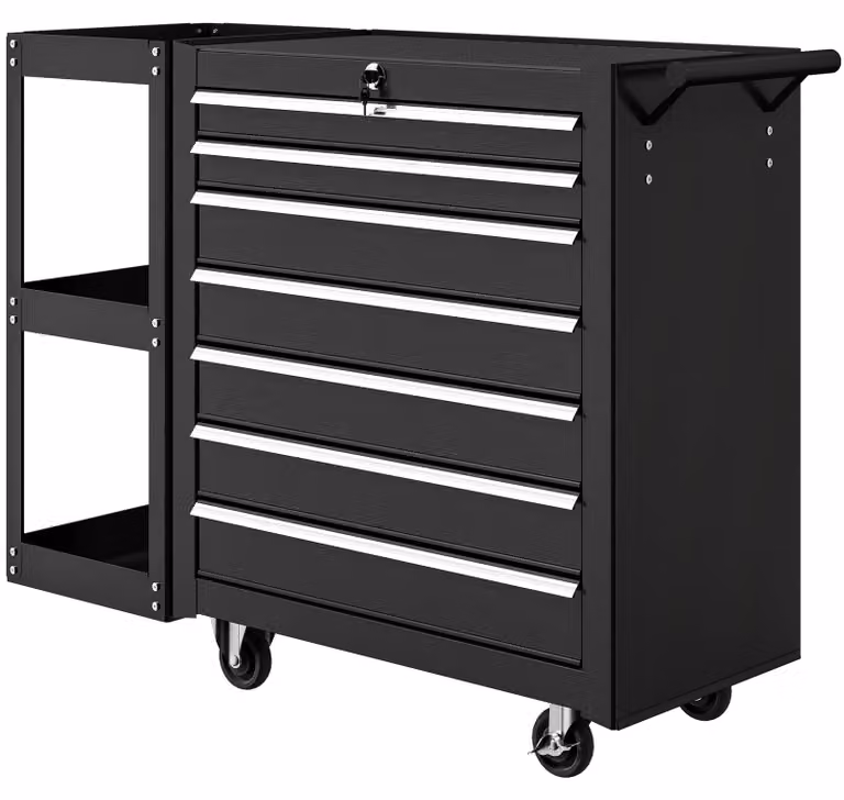Carrello da officina HOMCOM con 7 cassetti, scaffale laterale removibile
