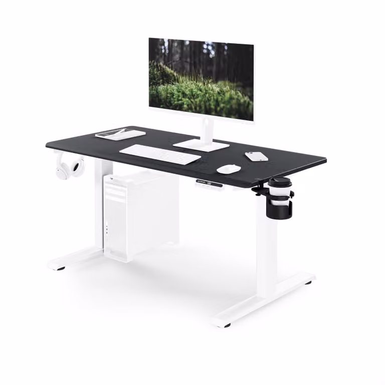Scrivania ergonomica, regolabile in altezza, nei colori bianco e antracite: 120 x 60 cm: ARIA