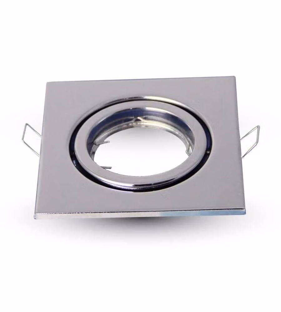 Portafaretto LED da Incasso Quadrato GU10 e GU5.3 (MR16) Colore Cromato Orientabile