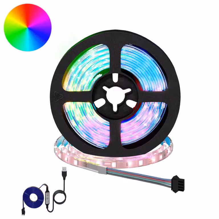 Set di 12 strisce LED RGB vidaXL, multicolore, connettore USB, nero e trasparente