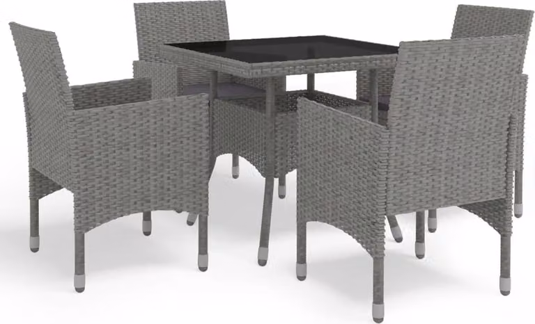Maison Exclusive - Set da pranzo da giardino a 5 pezzi in rattan sintetico grigio e vetro