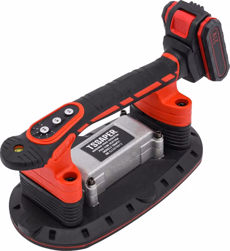 Dispositivo per la posa di piastrelle - Aspiratore a vuoto elettrico con vibrazione - 21V 2000mAh - 6 velocità - 2 batterie - Rosso