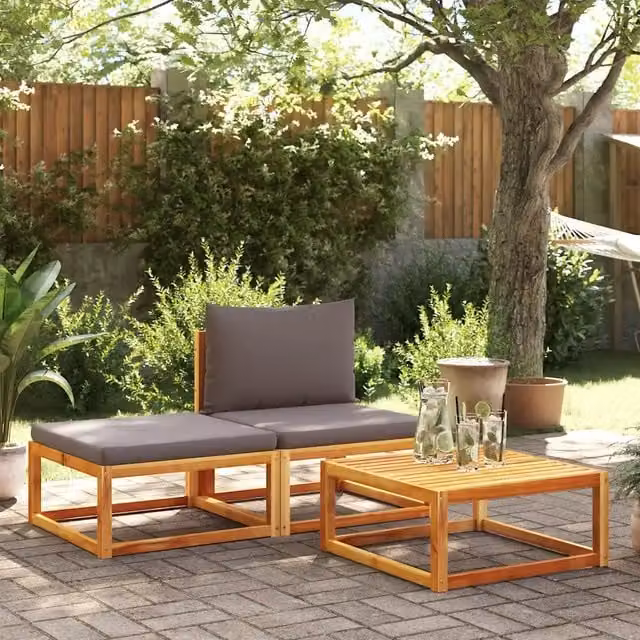 Set di divani da giardino 3 pz con cuscini in legno di acacia 4008174