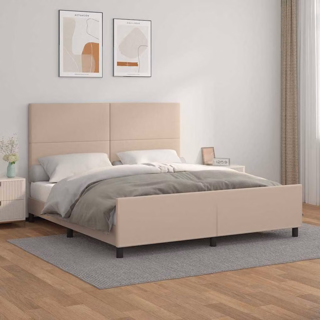 Giroletto con testiera vidaXL in similpelle beige L/P/H: 160 x 200 x 128 cm