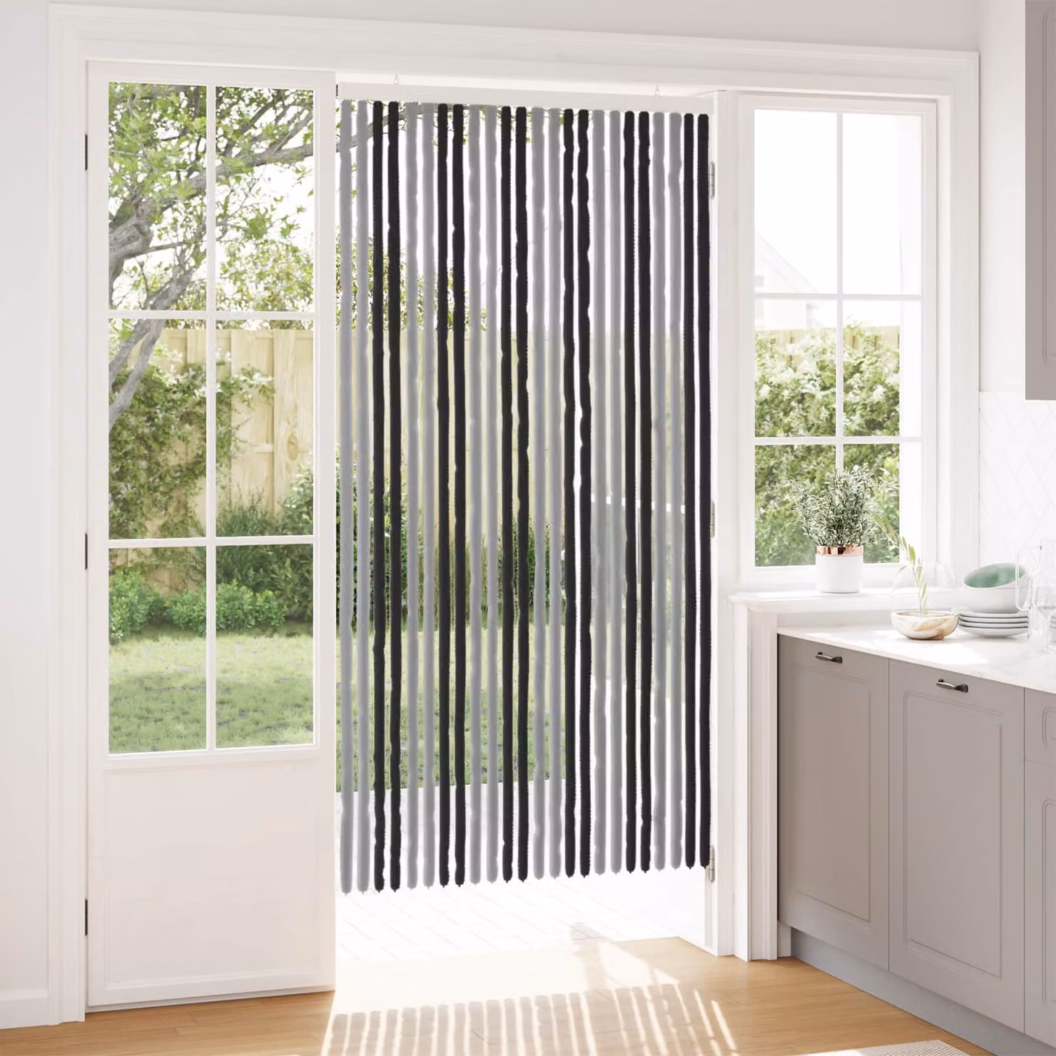 vidaXL Tenda per insetti in chenille Grigio e Nero 100 x 200 cm