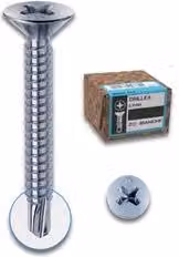 Viti autoperforanti e filettanti in metallo Mustad zincate argento, Diametro: 3,9 mm, Lunghezza: 50 mm, Confezione da 200 pz