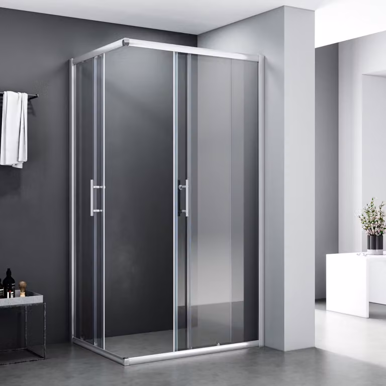 Cabina doccia angolare 90x80x195cm Cabina doccia a doppia porta scorrevole in vetro temperato di sicurezza da 5 mm