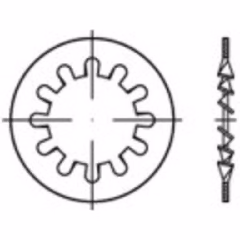 TOOLCRAFT 138376 Rondella dentata Diametro interno: 4,3 mm DIN 6797 Acciaio per molle elettrozincato 500 pz.