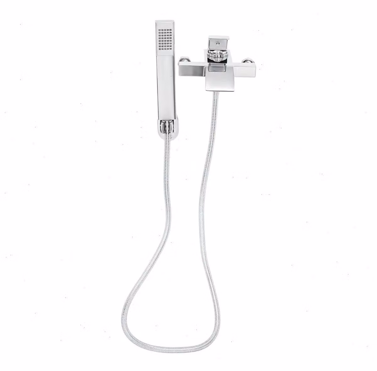 Miscelatore per vasca da bagno a cascata - Miscelatore a tre manopole da parete - Altezza regolabile - Flusso d'acqua per la doccia potente - Realizzato in ottone - Placcato in argento chiaro