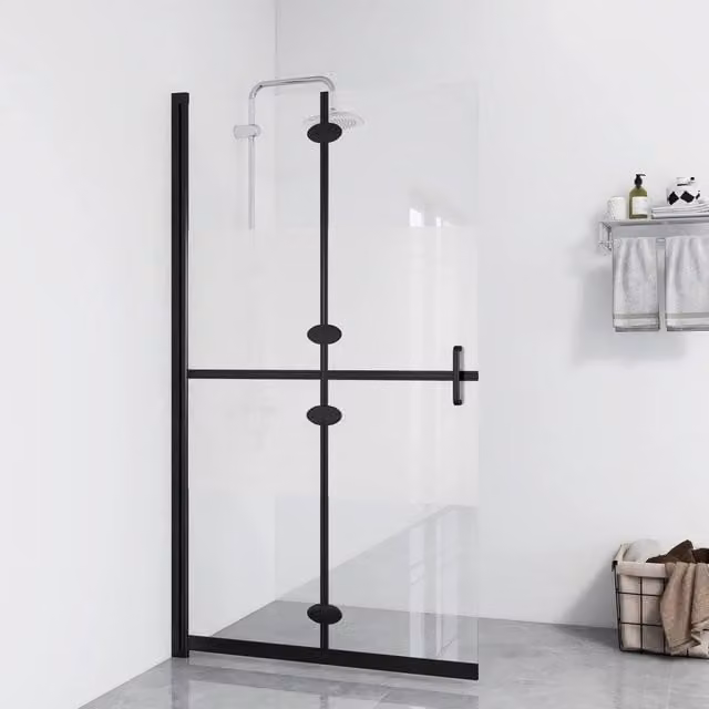 Parete per doccia walk-in pieghevole vidaXL in vetro satinato nero L: 70 cm, H: 190 cm