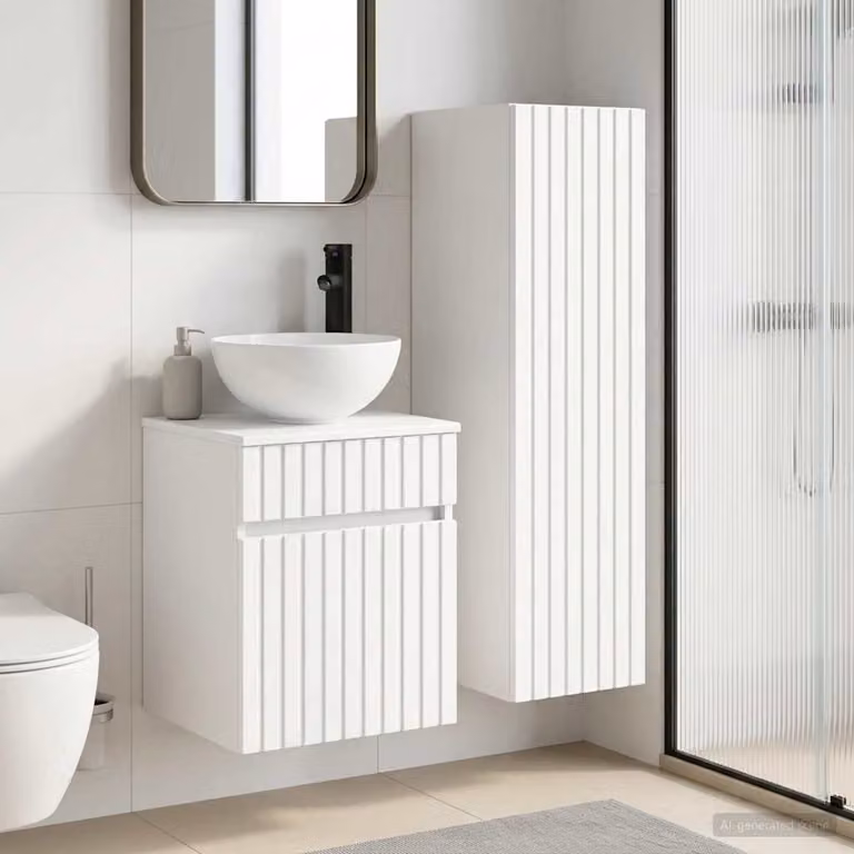 Set di mobili per il bagno vidaXL composto da 2 pezzi in bianco opaco, include pensile e mobile sottolavabo con L/P/H: 33 x 34,5 x 100 cm