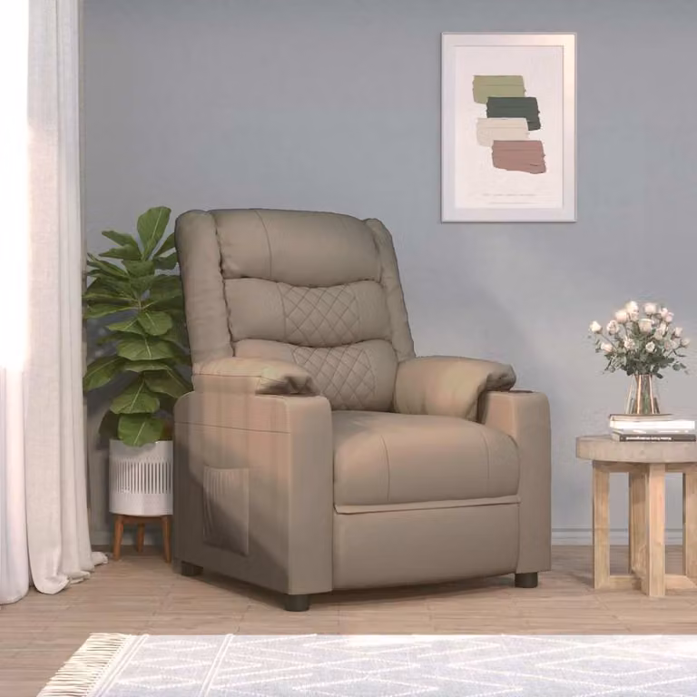 Poltrona Reclinabile Relax vidaXL in Similpelle Beige e Marrone con Braccioli