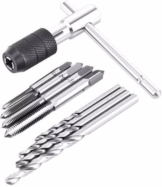 Set di utensili da 9 pezzi - Impugnatura a T - Taglio efficiente del filo metallico - Da M3 a M6 - Con cacciaviti a spirale e viti - Utensili manuali per diverse applicazioni