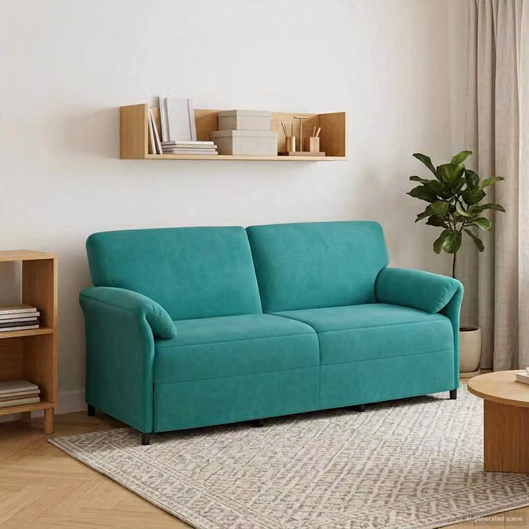 vidaXL Divano Moderno a 3 Posti in Velluto Turchese con Cuscini, L: 198 cm, P: 83 cm, H: 95 cm