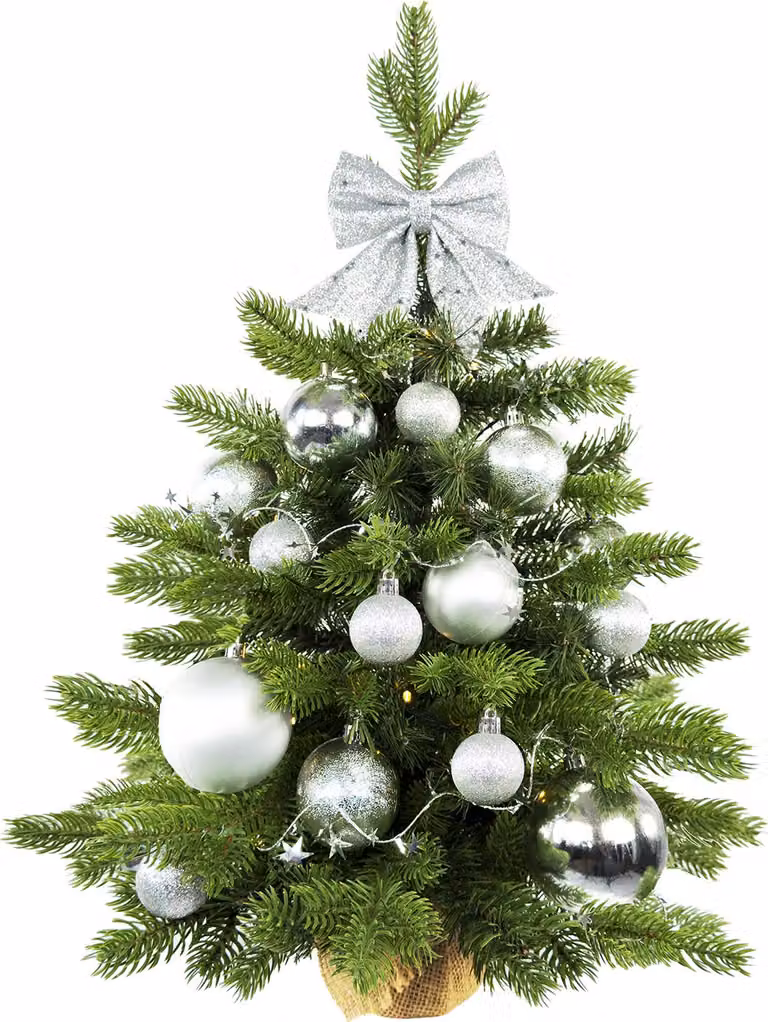 Albero di Natale artificiale decorato NATALE D'ARGENTO II 60 cm con luce a led in vaso