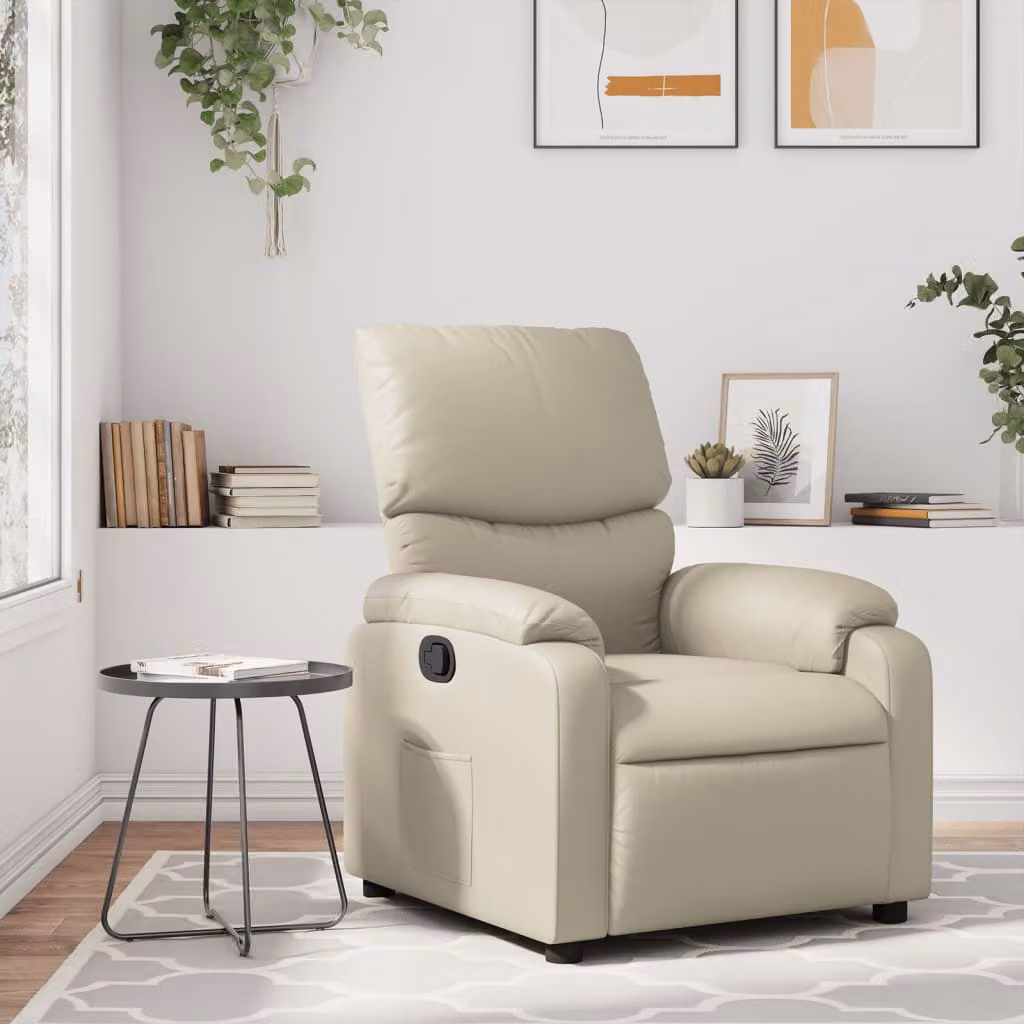 Poltrona Reclinabile Relax vidaXL in Similpelle Beige con Braccioli e Struttura Moderna