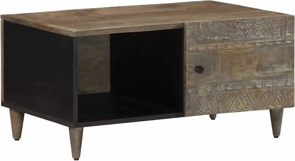 Maison Exclusive - Tavolino da caffè grigio chiaro, 80x50x40 cm, in legno massello di mango