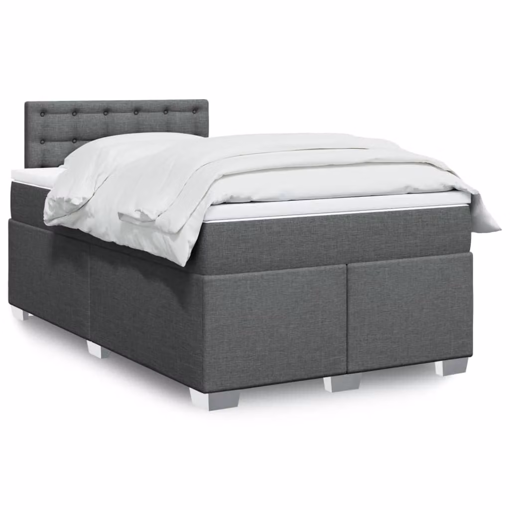 Giroletto a molle con materasso vidaXL in tessuto grigio e bianco, L/P/H: 120 x 190 cm