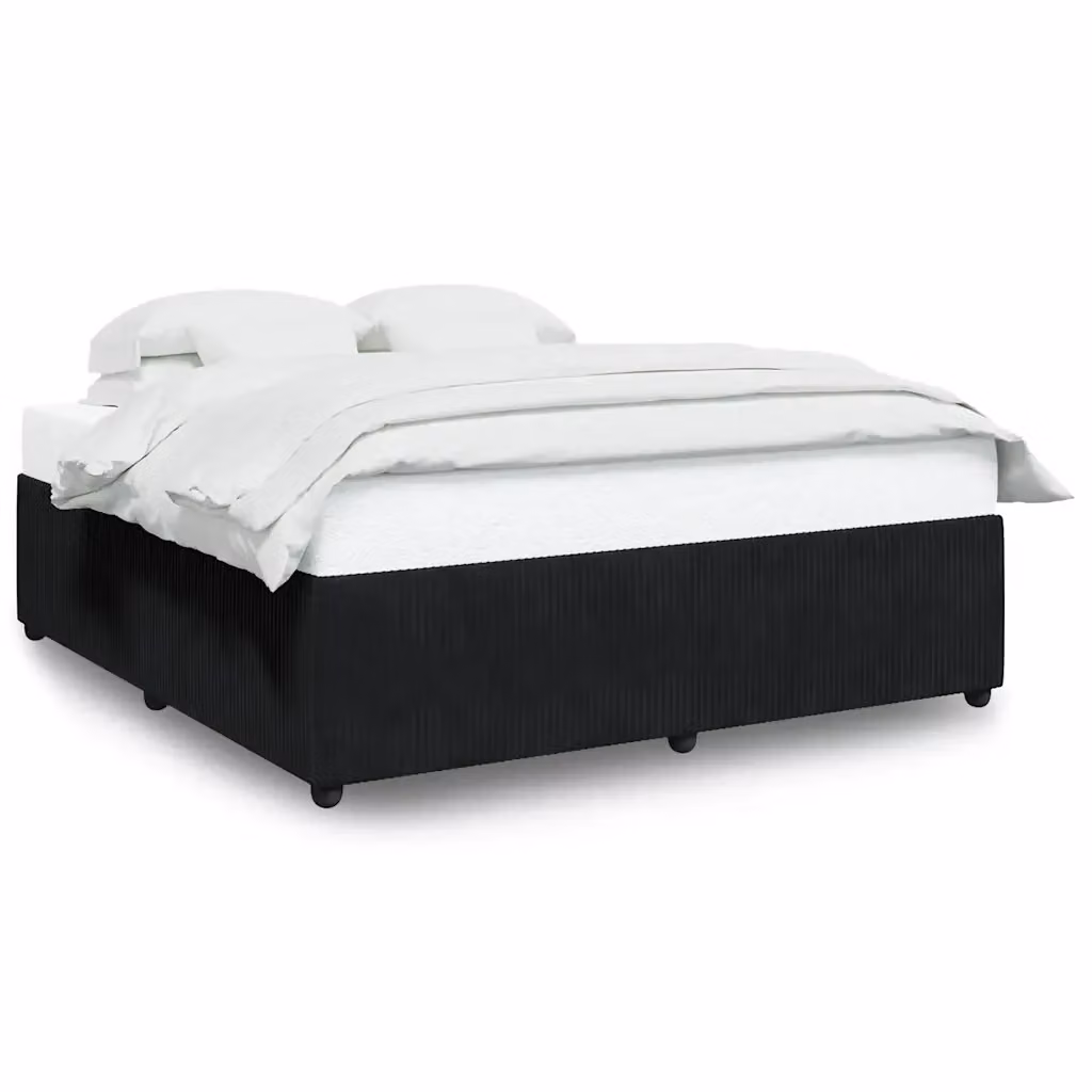 Giroletto vidaXL in velluto nero con doghe in legno, L/P: 200 x 200 cm – 2