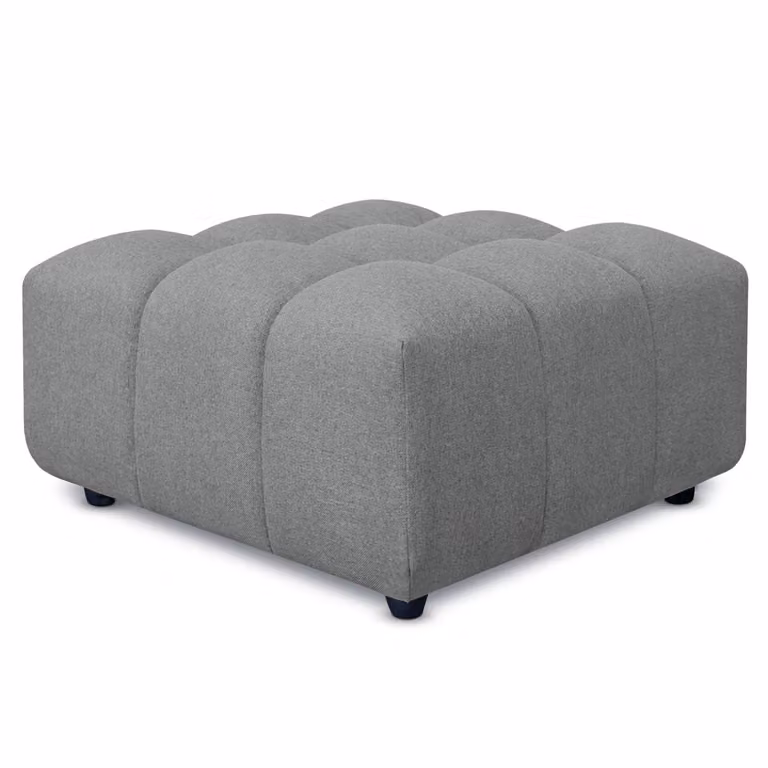 Pouf poggiapiedi con bombature morbide, Pouf Rubiq Grigio 90 x 150 cm