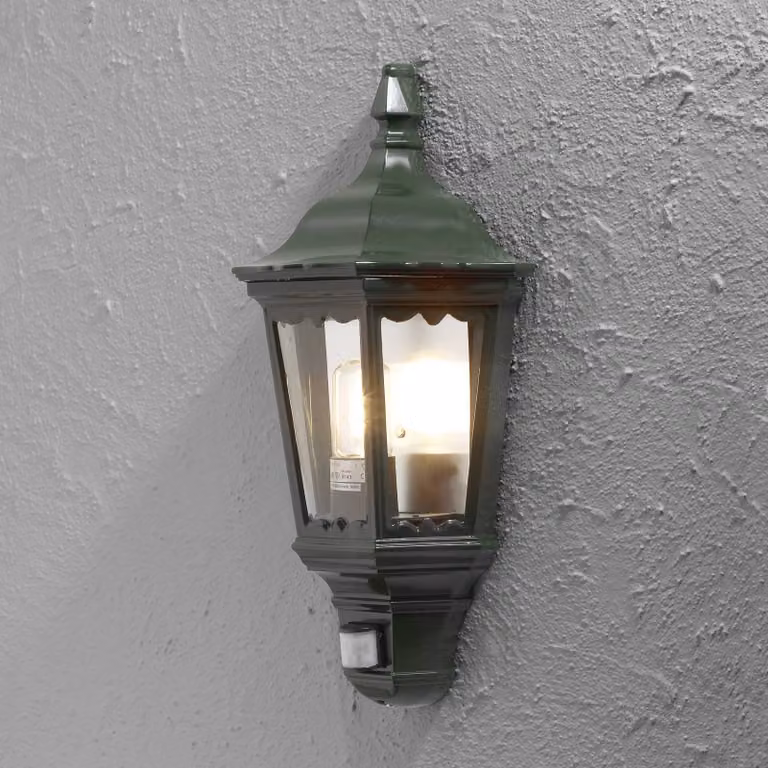 Konstsmide Applique esterni Firenze a coppa, verde, sensore FIRENZE, Verde, Vetro, Campagna / Rustiche