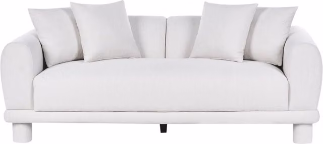 Divano a 3 posti BELIANI in tessuto bianco con cuscini decorativi e coperture rimovibili stile moderno per soggiorno L: 202 cm, P: 76 cm, H: 74 cm