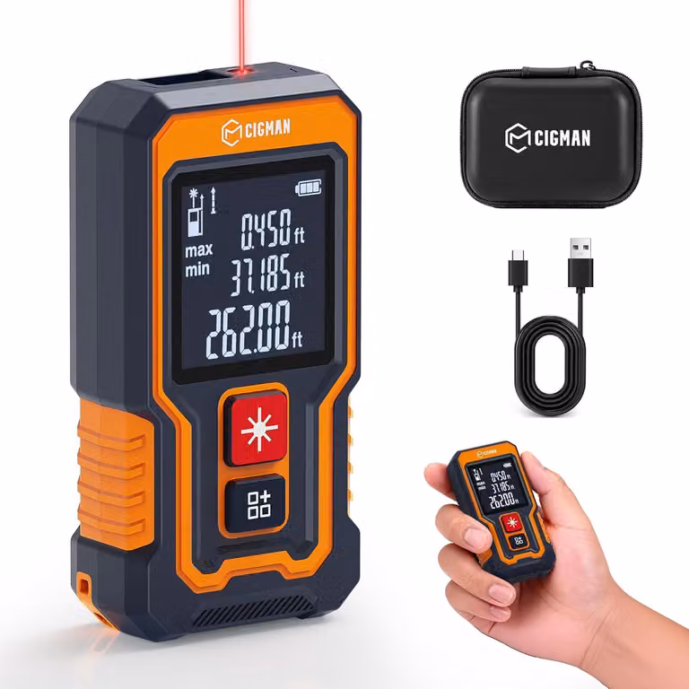 Telemetro laser CIGMAN CD80T, 80 m, display LCD, batteria ricaricabile USB-C, grado di protezione IP54