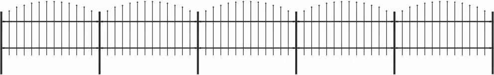 Recinzione da Giardino con Punta a Lancia in Acciaio 892,5x125 cm Nero